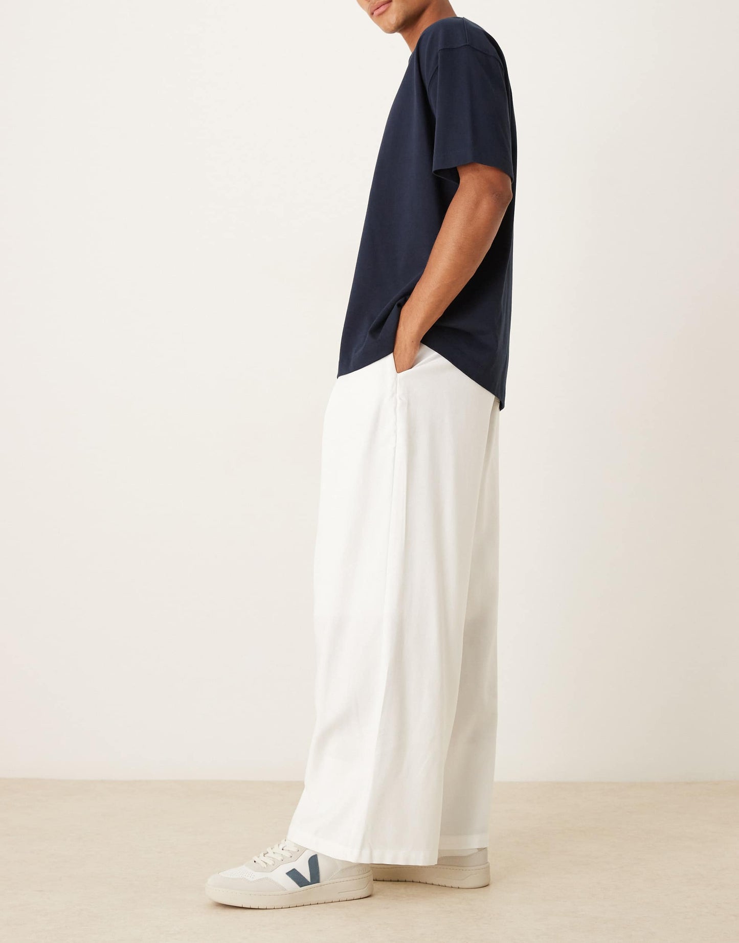 ASOS DESIGN loose fit trousers with deep pleat detail in white