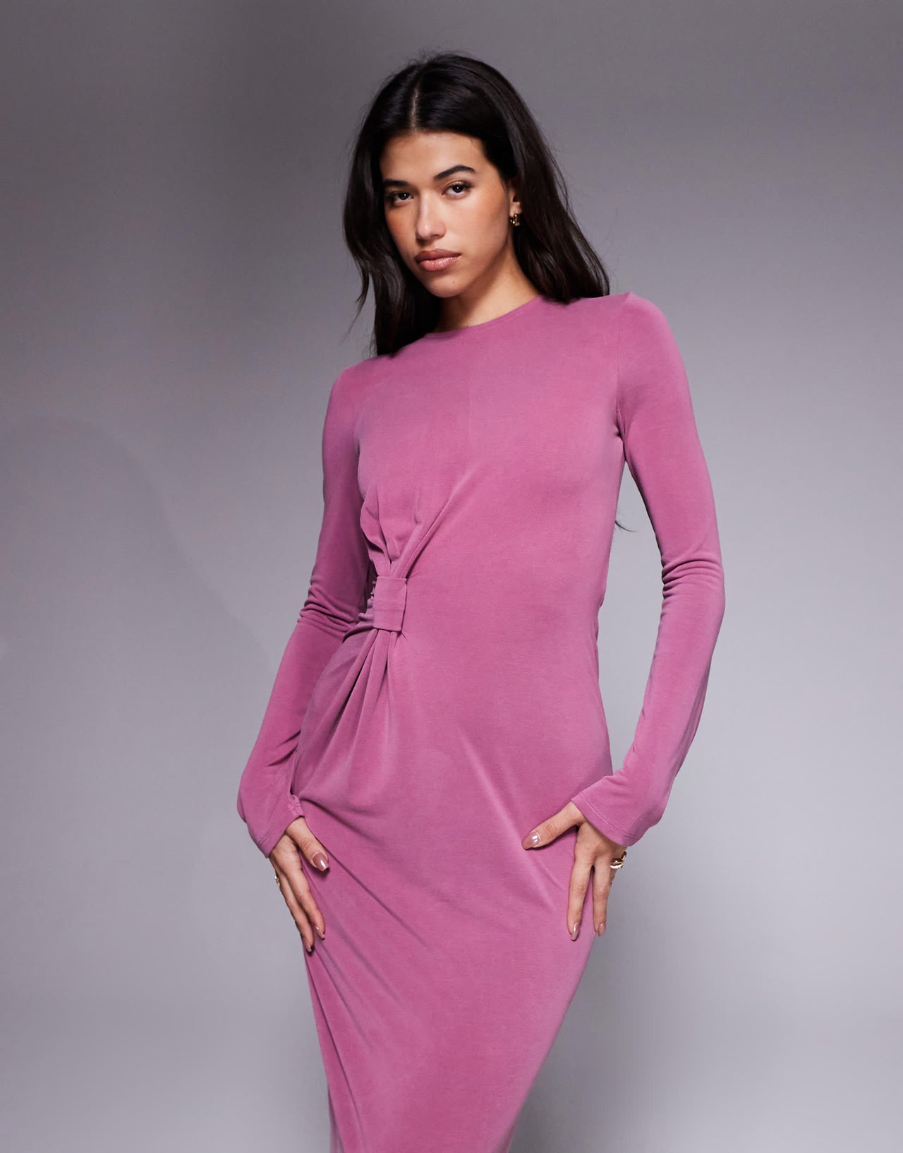 ASOS DESIGN modal twist knot detail maxi dress in mauve