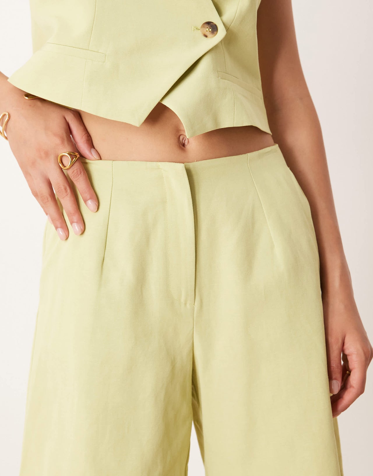 ASOS DESIGN linen blend clean bermuda shorts co ord in green