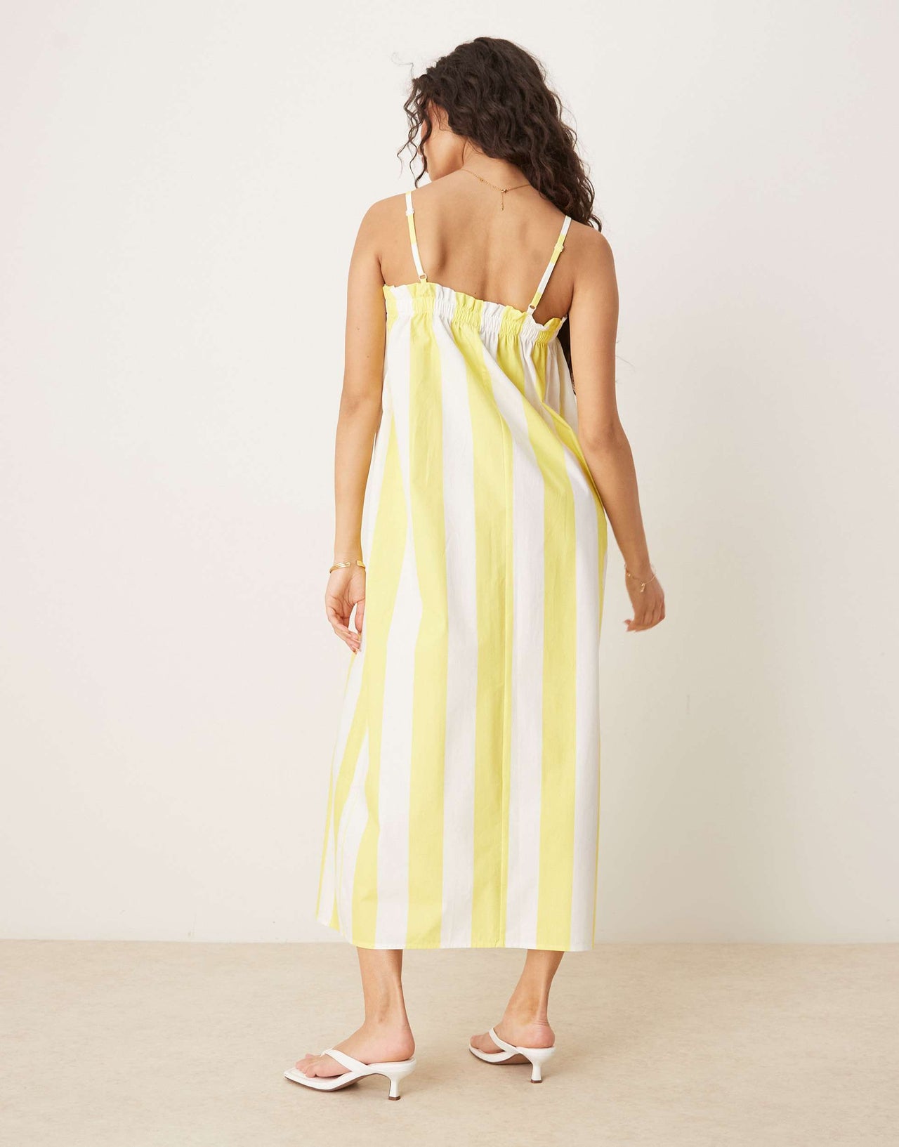 ASOS DESIGN poplin trapeze maxi dress in yellow stripe
