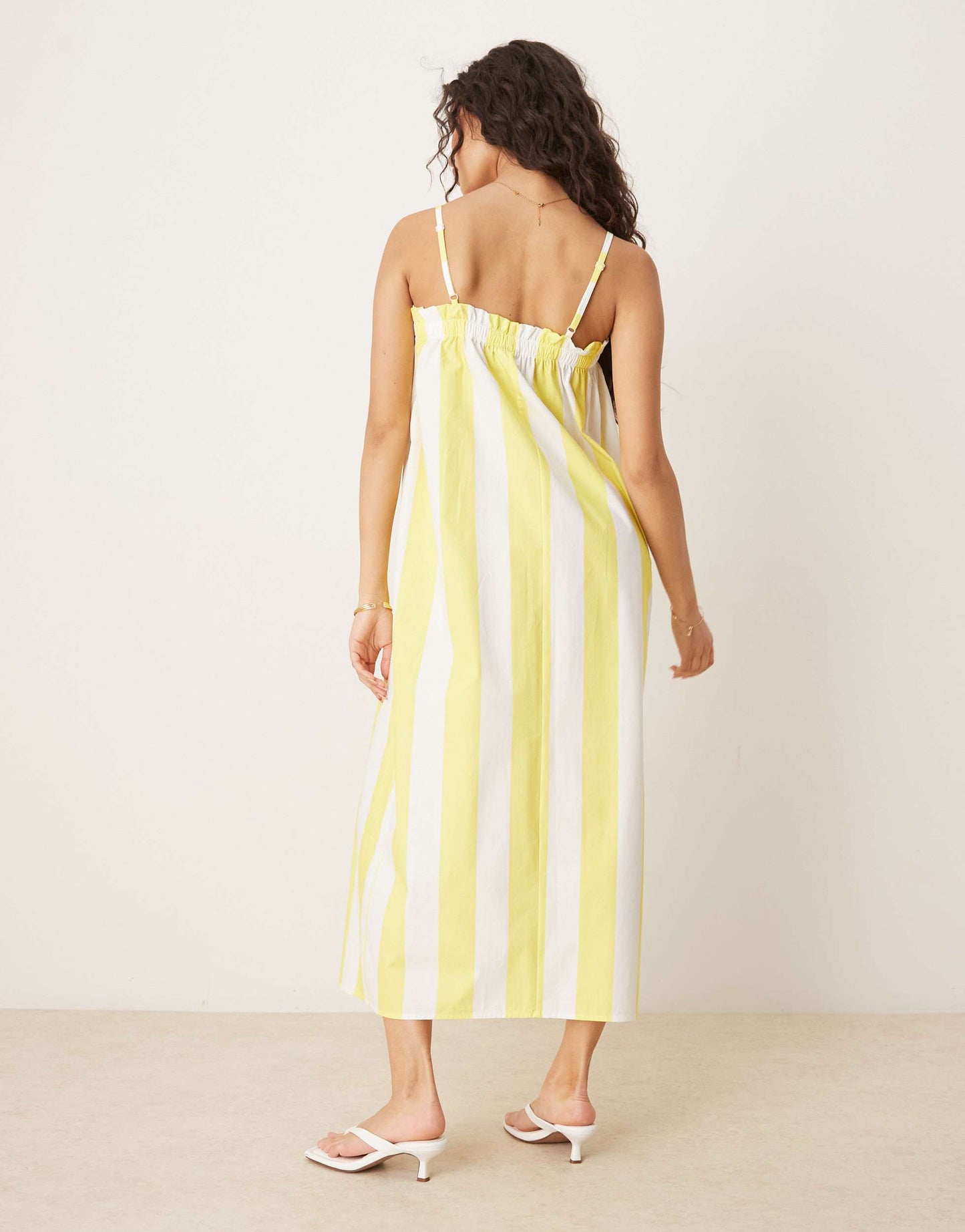 ASOS DESIGN poplin trapeze maxi dress in yellow stripe