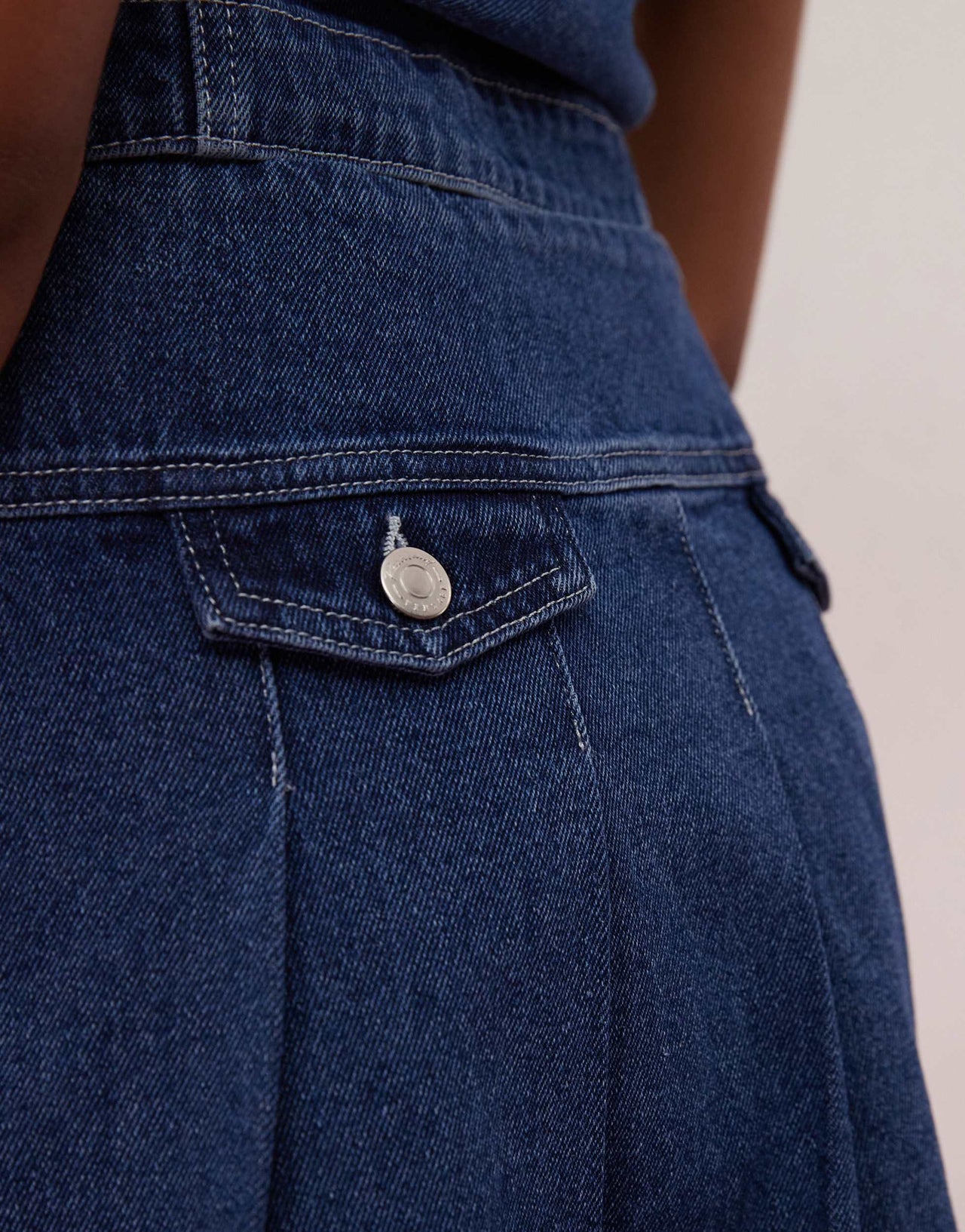 Reclaimed Vintage western denim pleated mini skirt co-ord in indigo wash