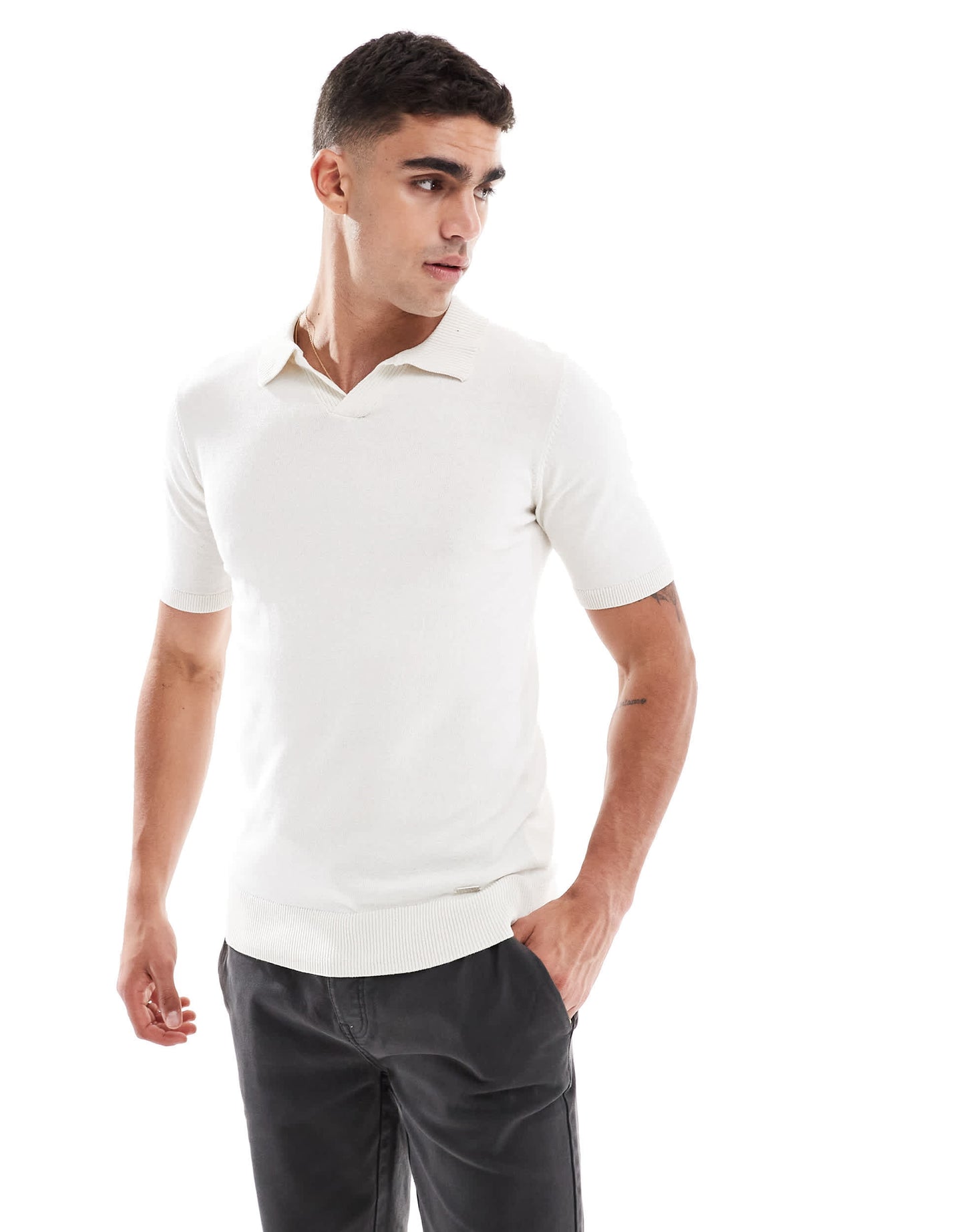 Threadbare cotton rich polo top in ecru