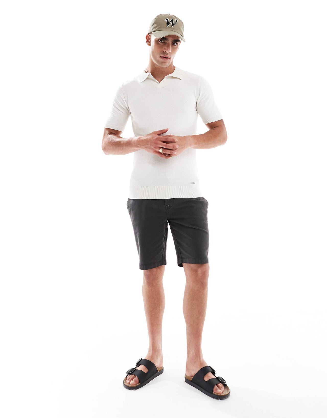 Threadbare cotton rich polo top in ecru