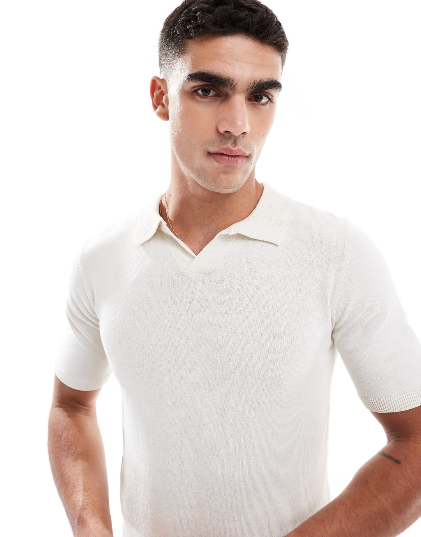 Threadbare cotton rich polo top in ecru