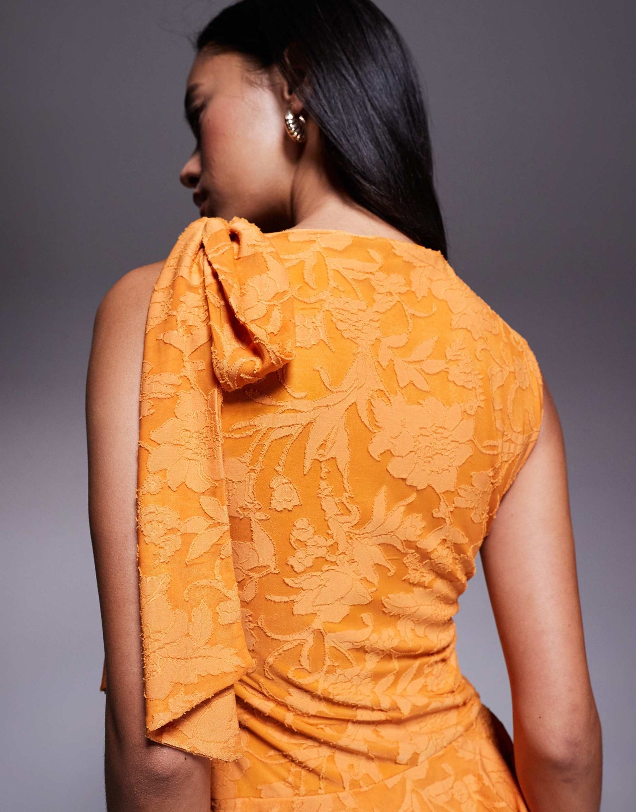 ASOS DESIGN sleeveless with tie detail mini dress with ruffles in orange