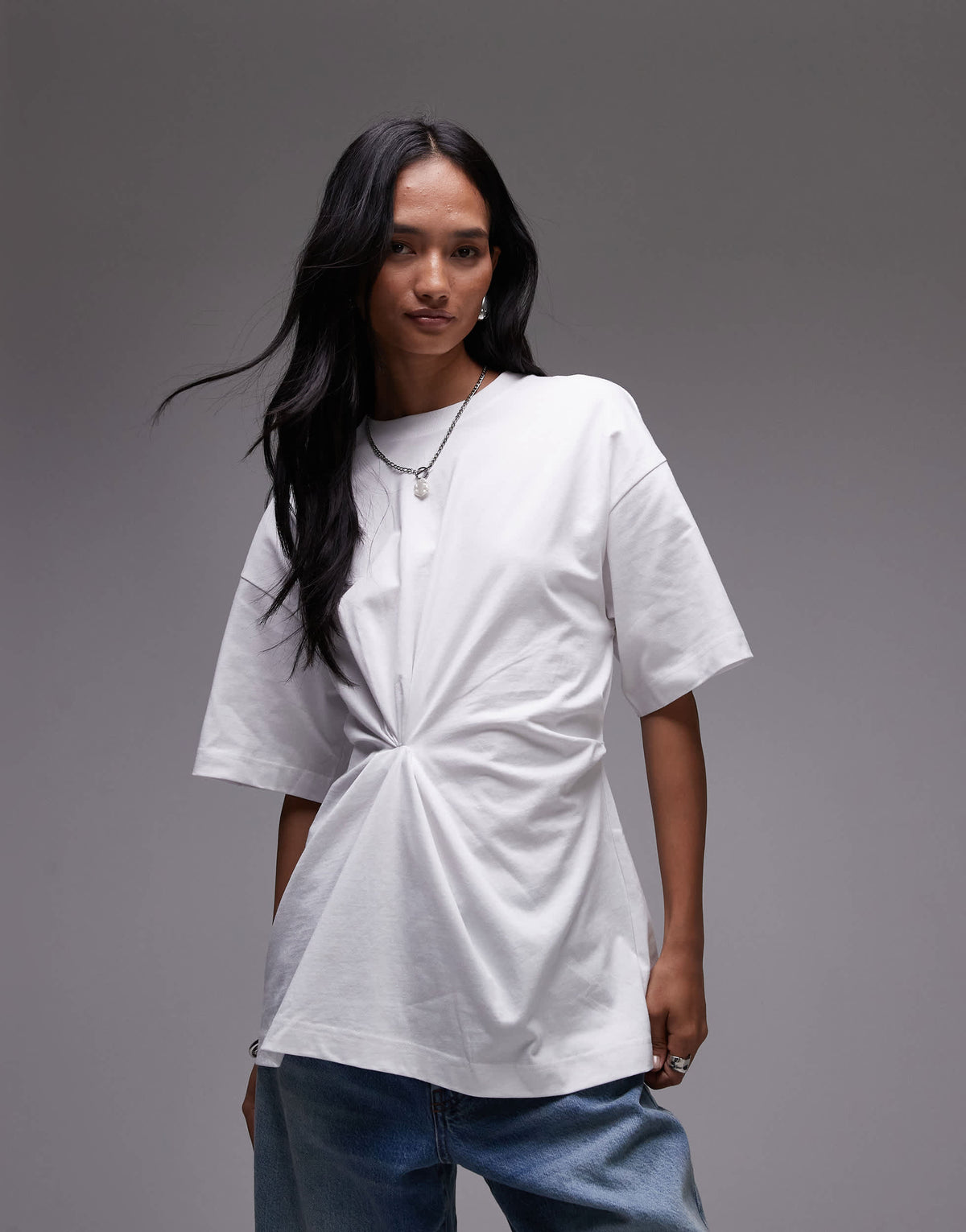 & Other Stories t-shirt with ruche detail in white