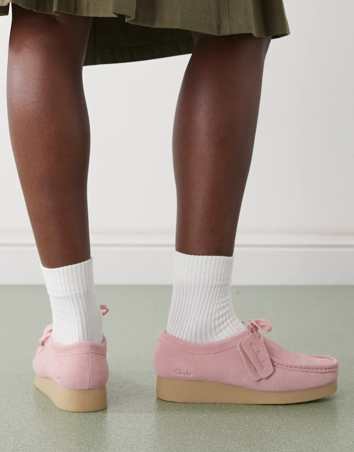 Clarks Wallabee EVOsh shoe in dusty rose suede
