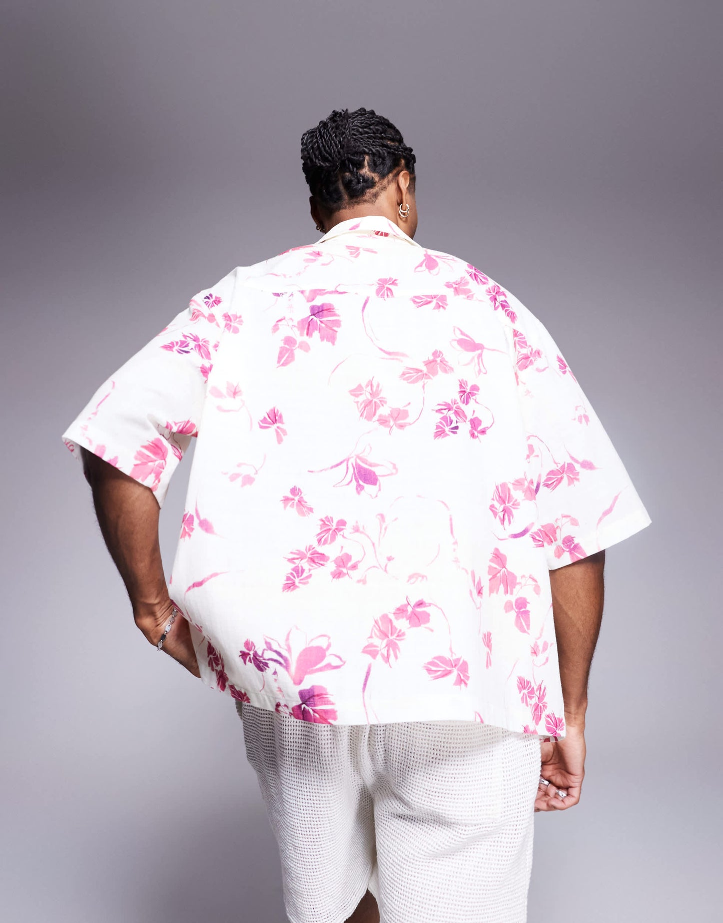 ASOS DESIGN oversized shirt with floral print in white