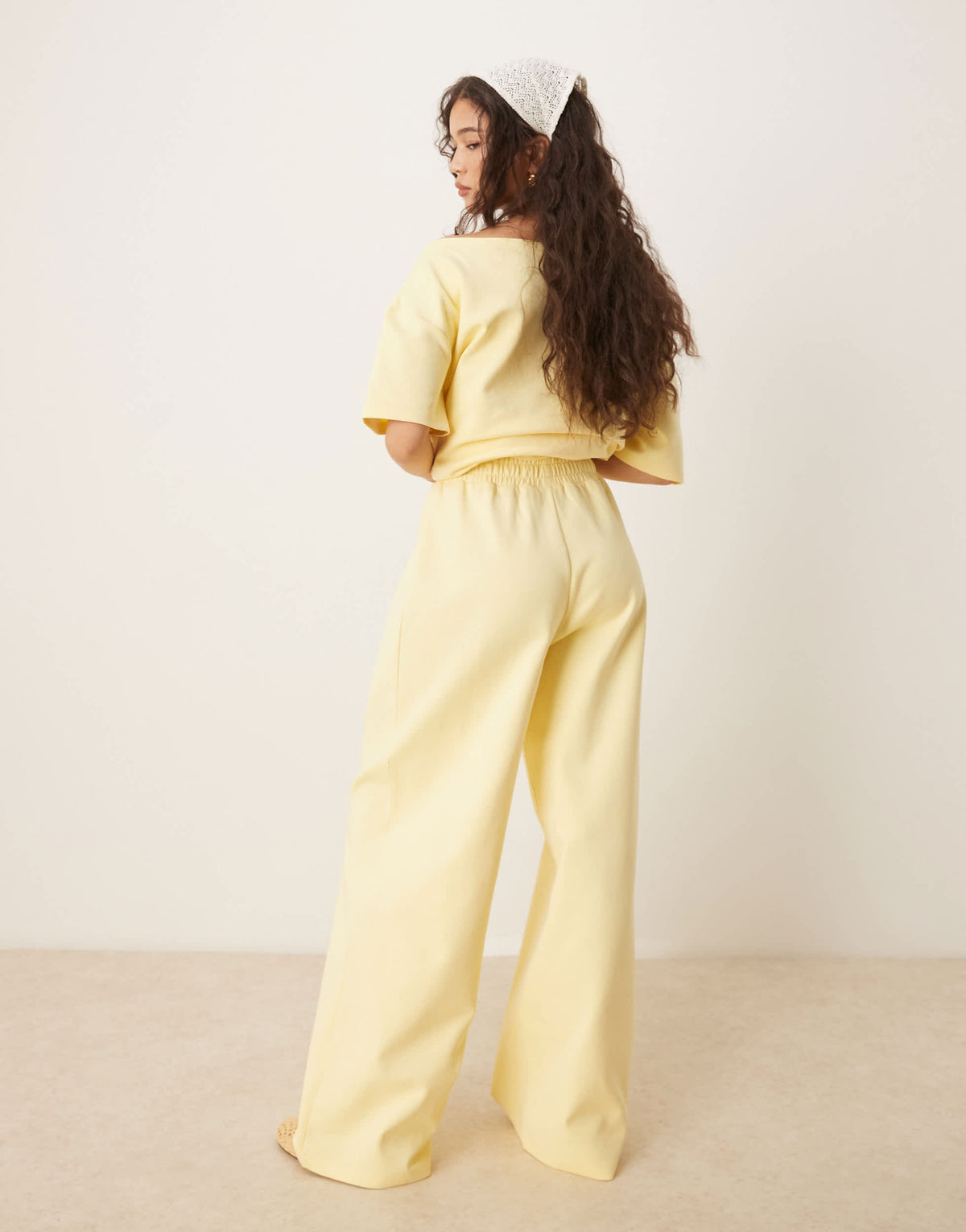 ASOS DESIGN interlock wide leg trouser in yellow