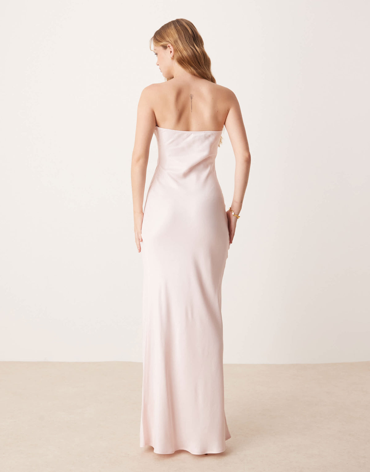 ASOS DESIGN satin bandeau bias maxi dress in pink