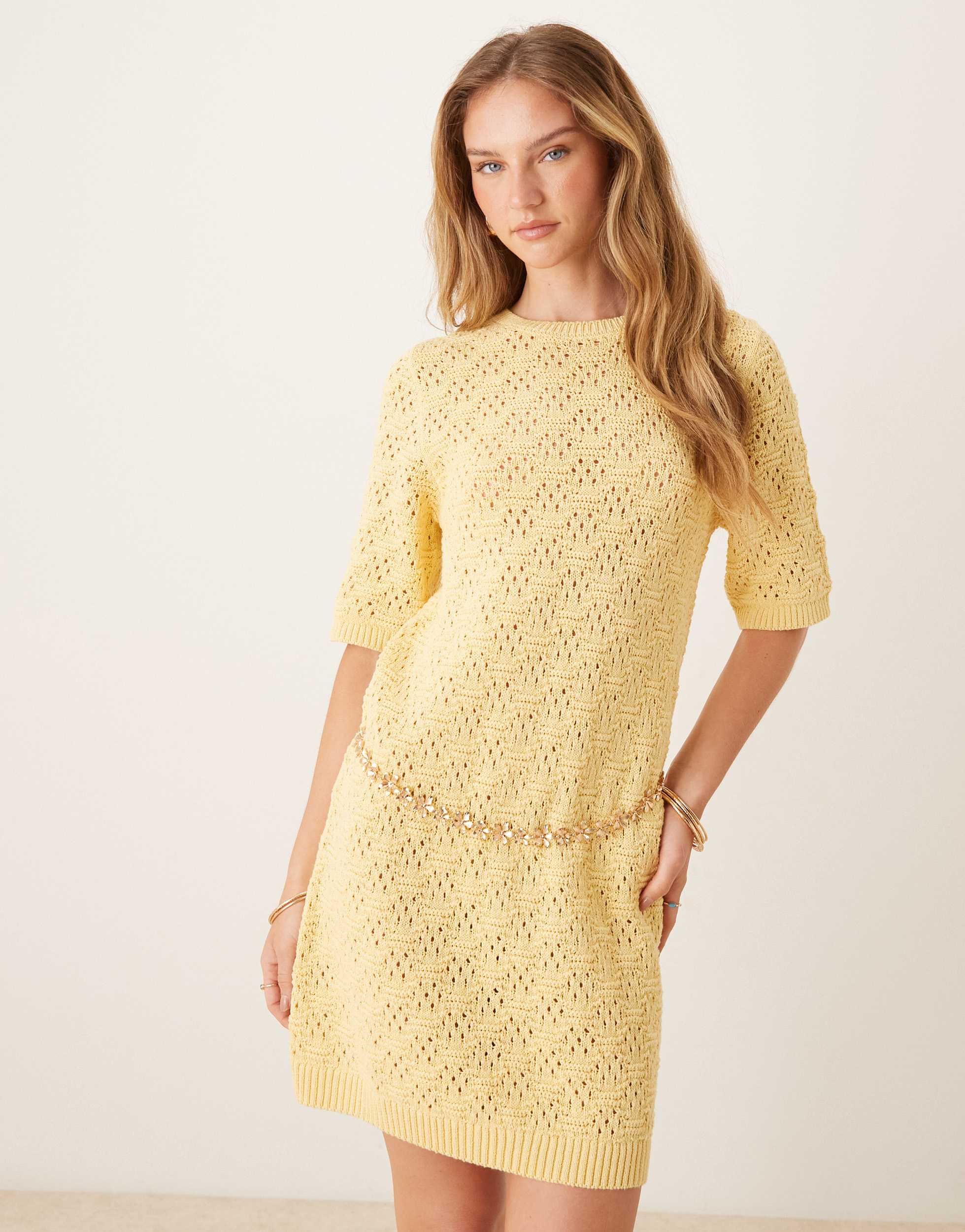 ASOS DESIGN knitted half sleeve t-shirt mini dress