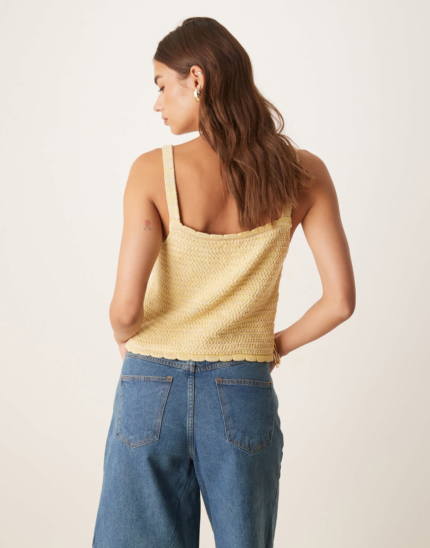 ASOS DESIGN multi ply knitted stitch cami top in yellow
