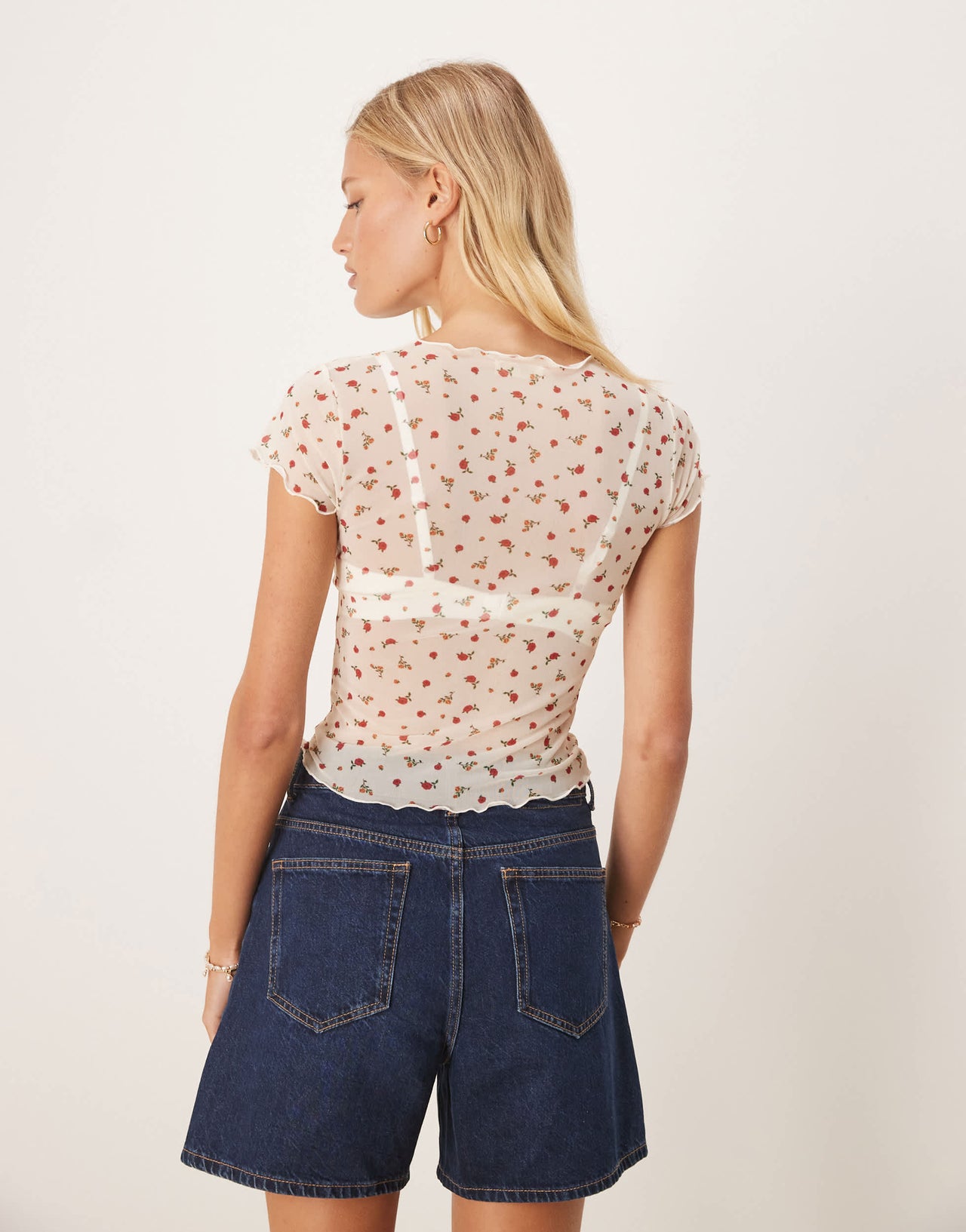 ASOS DESIGN mesh baby tee in ditsy floral print