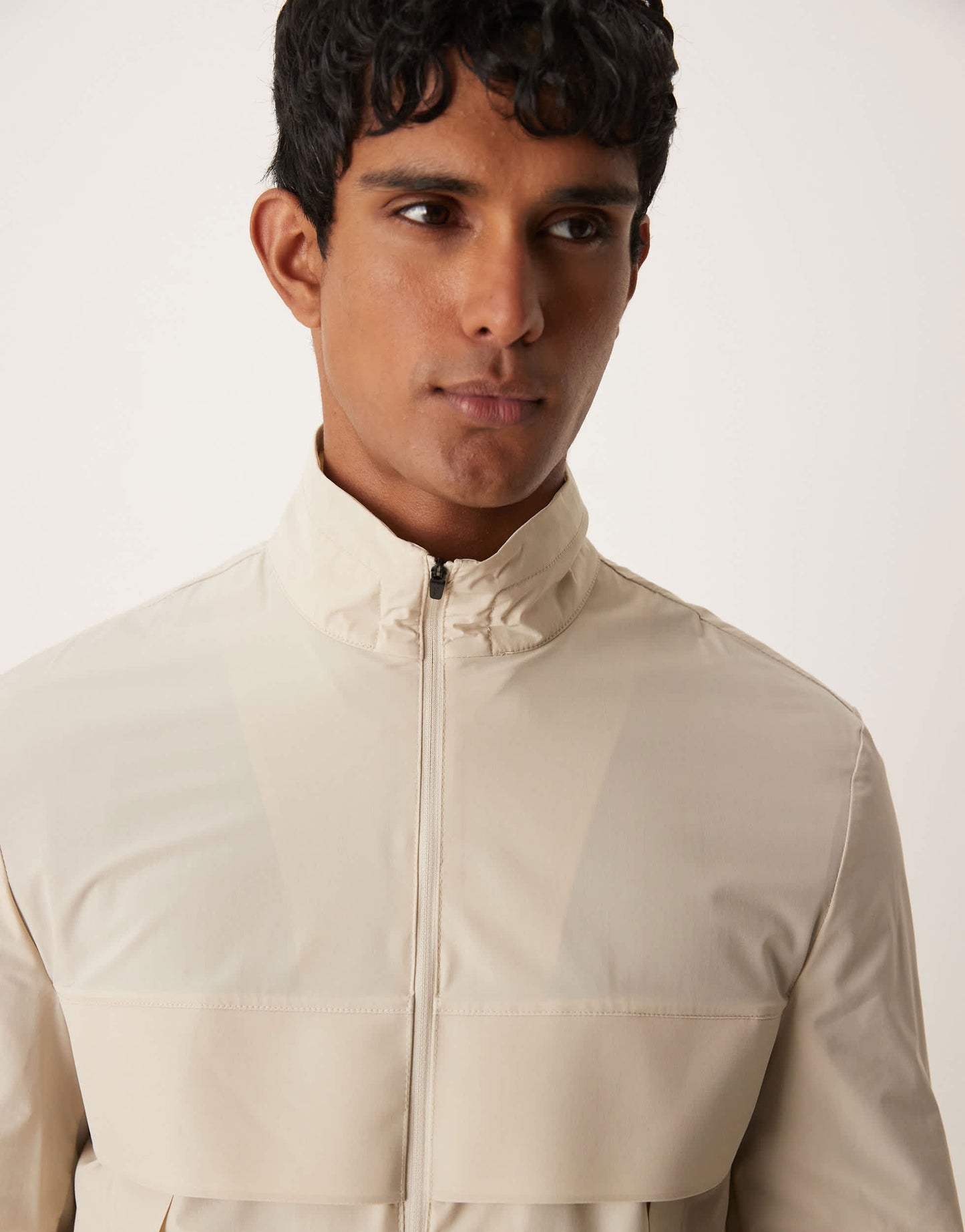 Mango water repellent quarter zip jacket in light beige