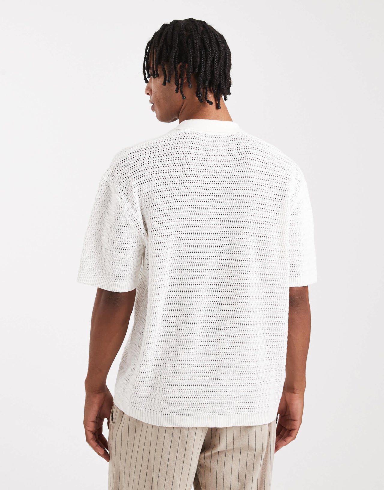 ONLY & SONS loose fit crochet shirt in cream