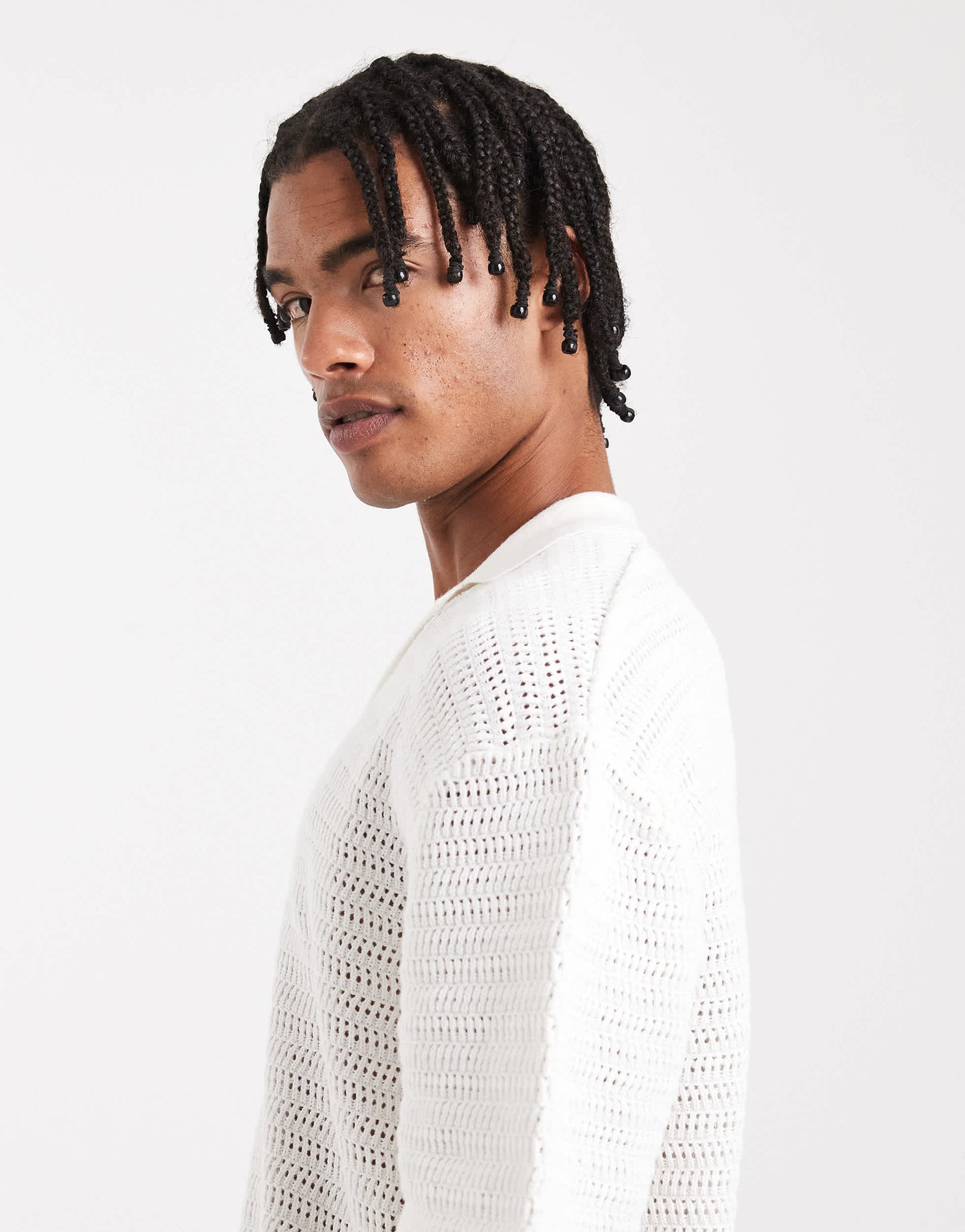 ONLY & SONS loose fit crochet shirt in cream
