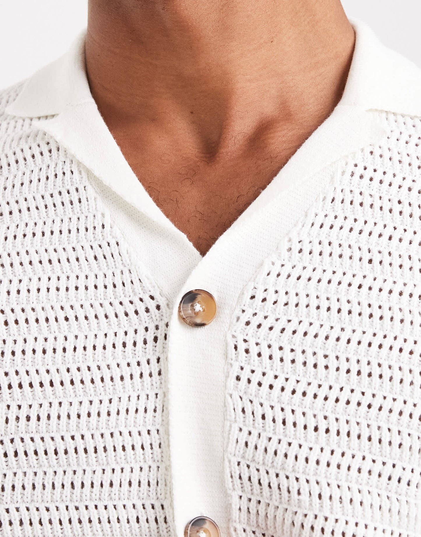 ONLY & SONS loose fit crochet shirt in cream