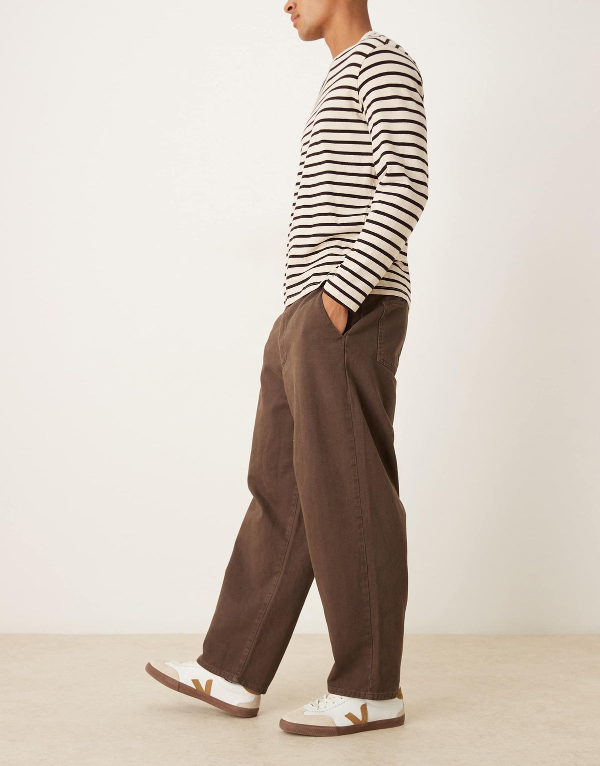 ASOS DESIGN relaxed tapered trousers in brown