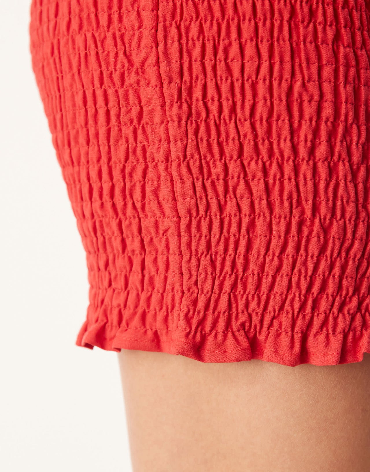 ASOS DESIGN linen blend shirred mini skirt in red