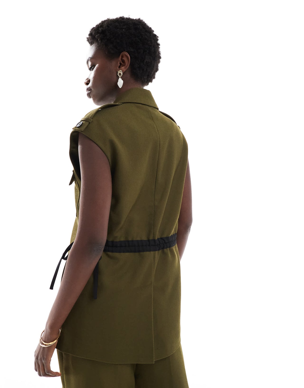 French Connection Florence twill utility waistcoat co-ord in khaki