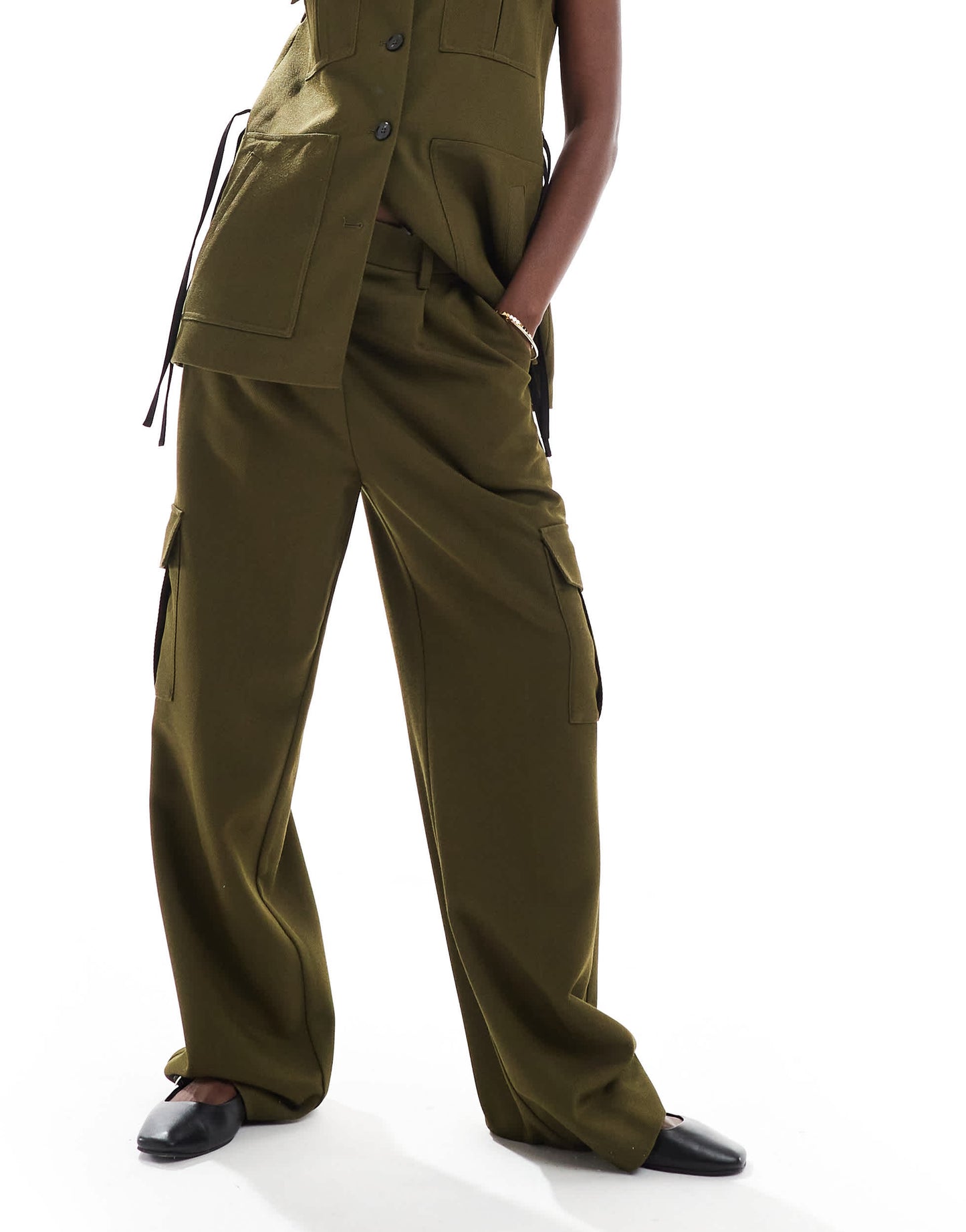 French Connection Florence twill utility trousers co-ord in khaki