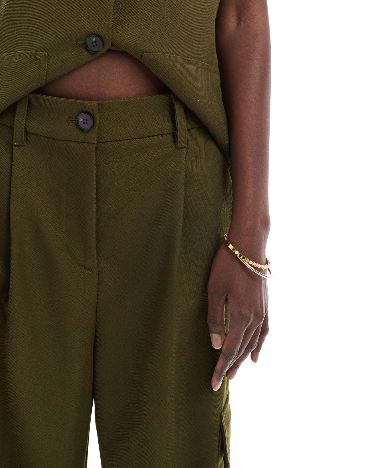 French Connection Florence twill utility trousers co-ord in khaki