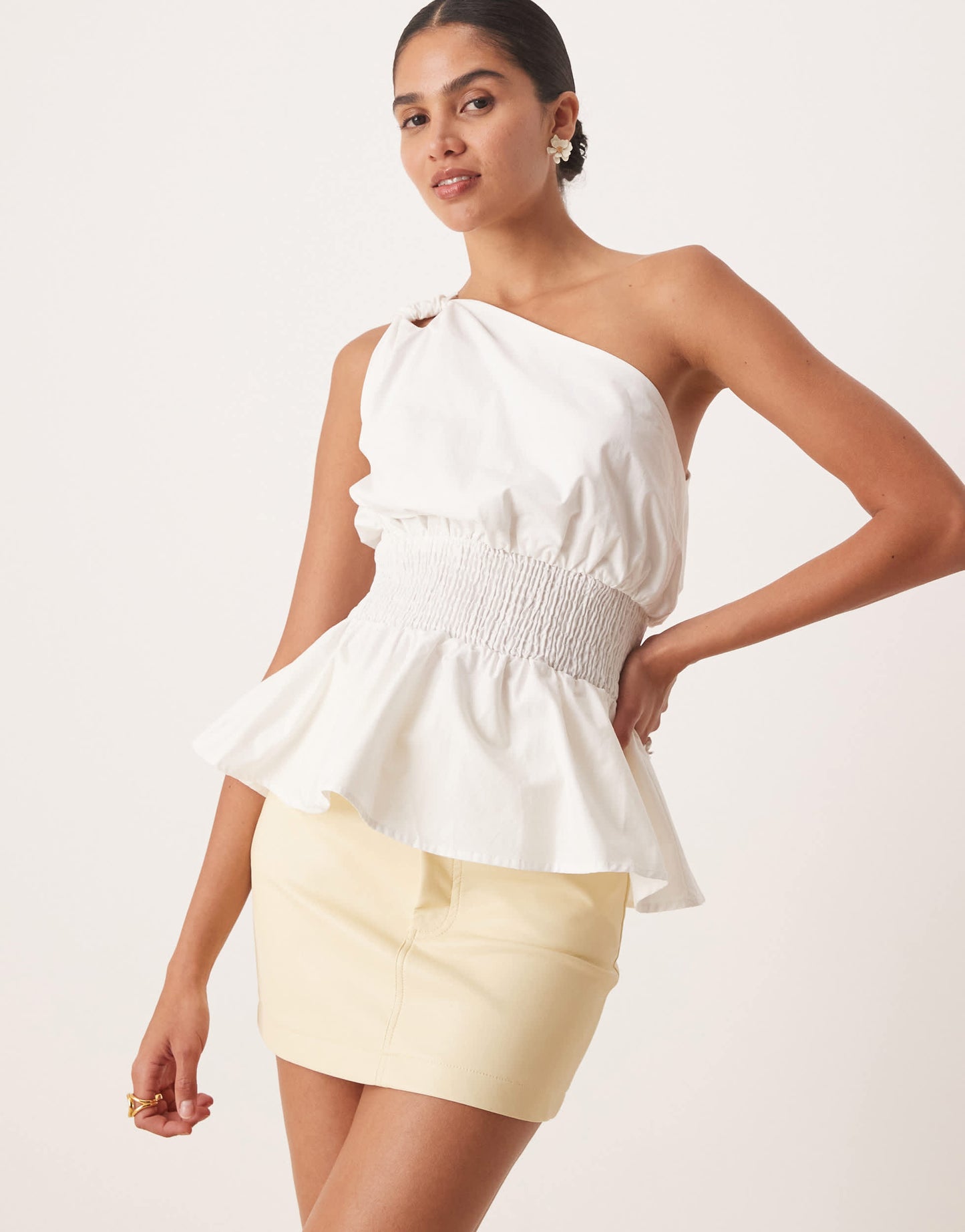 Amy Lynn Milena faux leather micro mini skirt in matte lemon