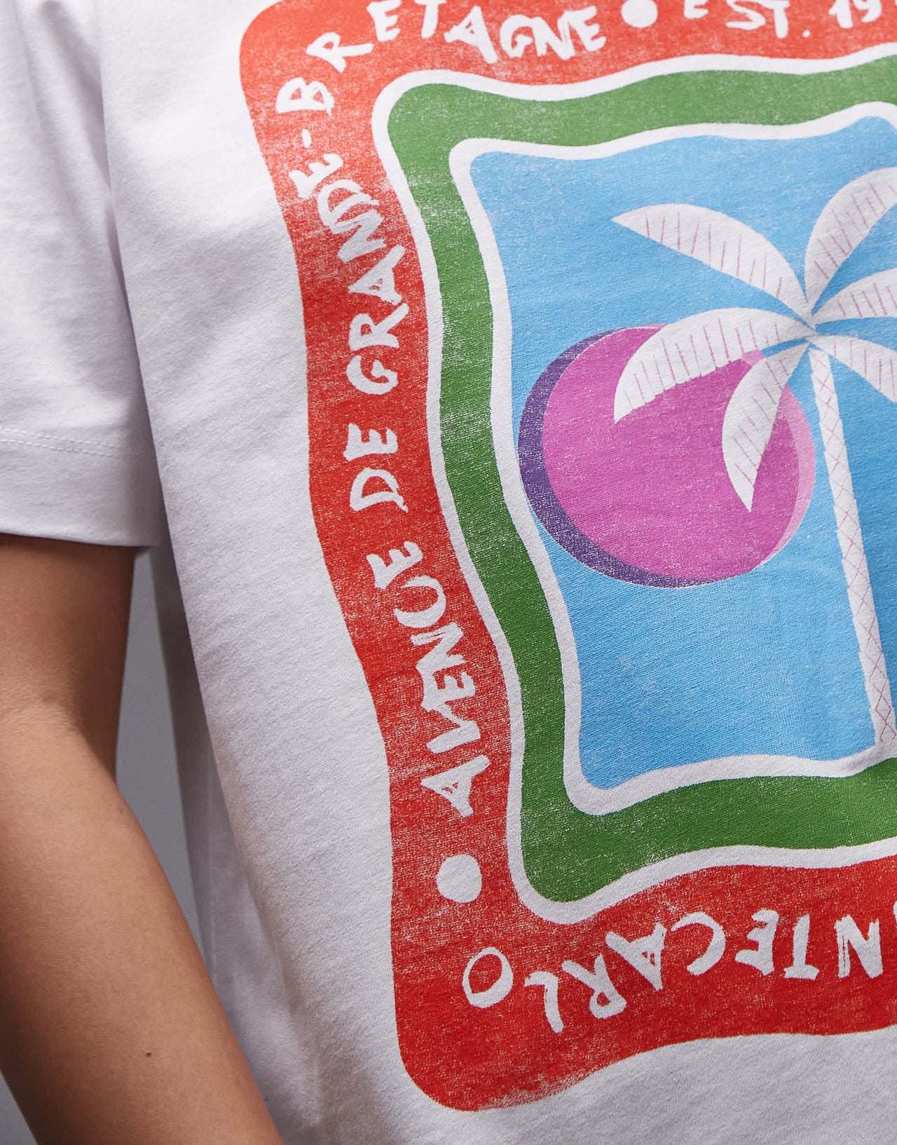 Topshop jersey graphic Eden Roc holiday print t-shirt in white