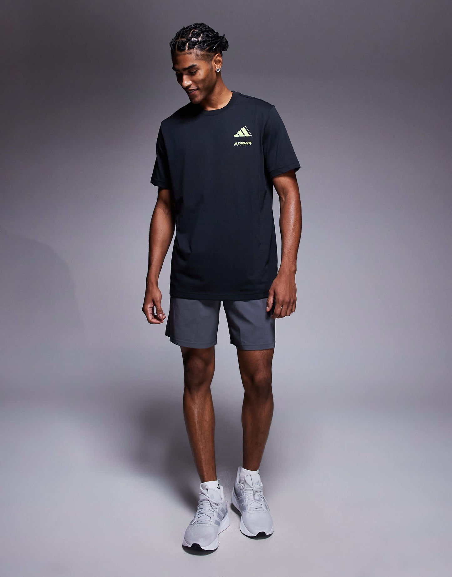 adidas Running t-shirt with retro back print in off black