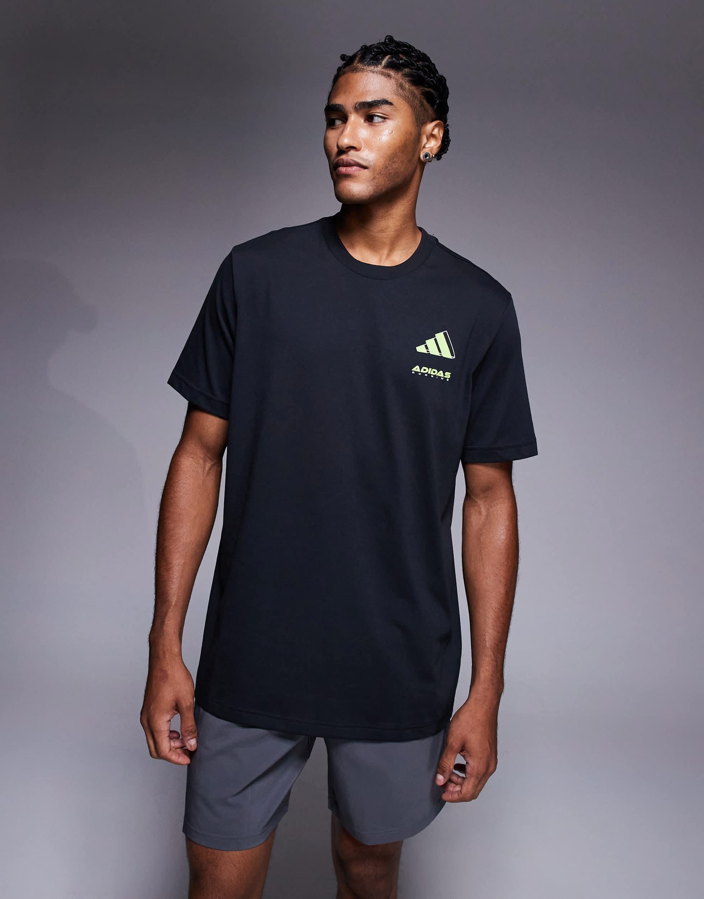 adidas Running t-shirt with retro back print in off black