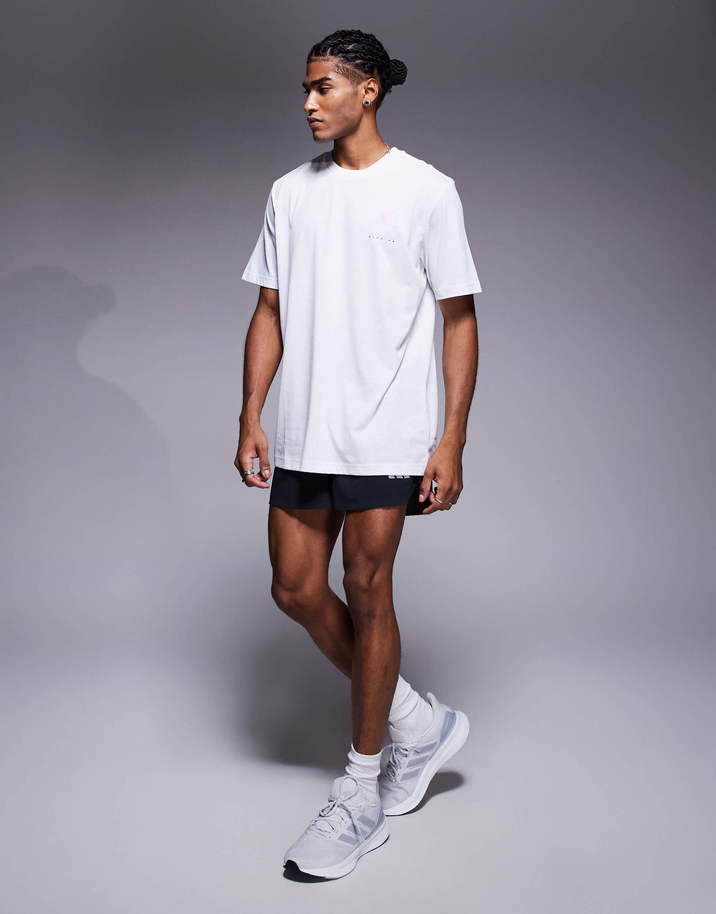 adidas Running t-shirt with retro back print in white