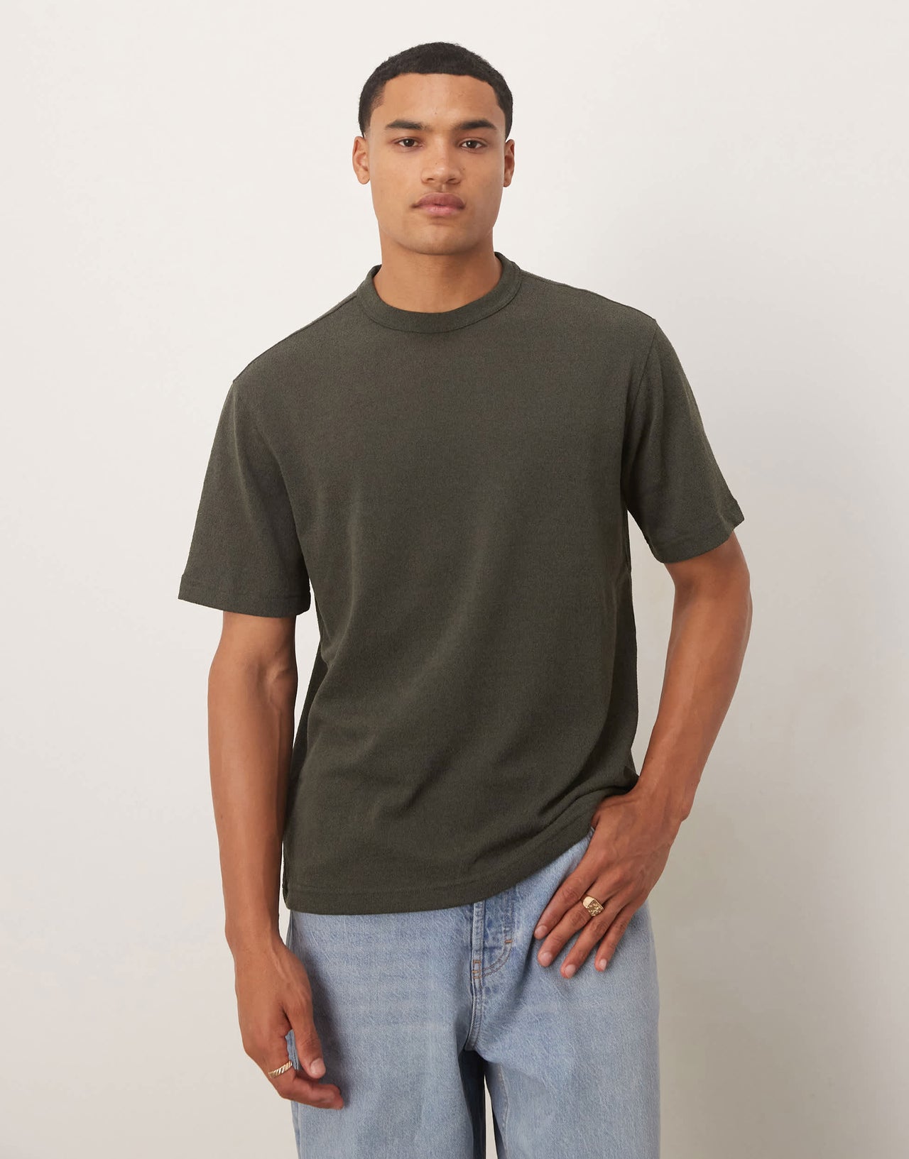 Mango fine knitted t-shirt in charcoal