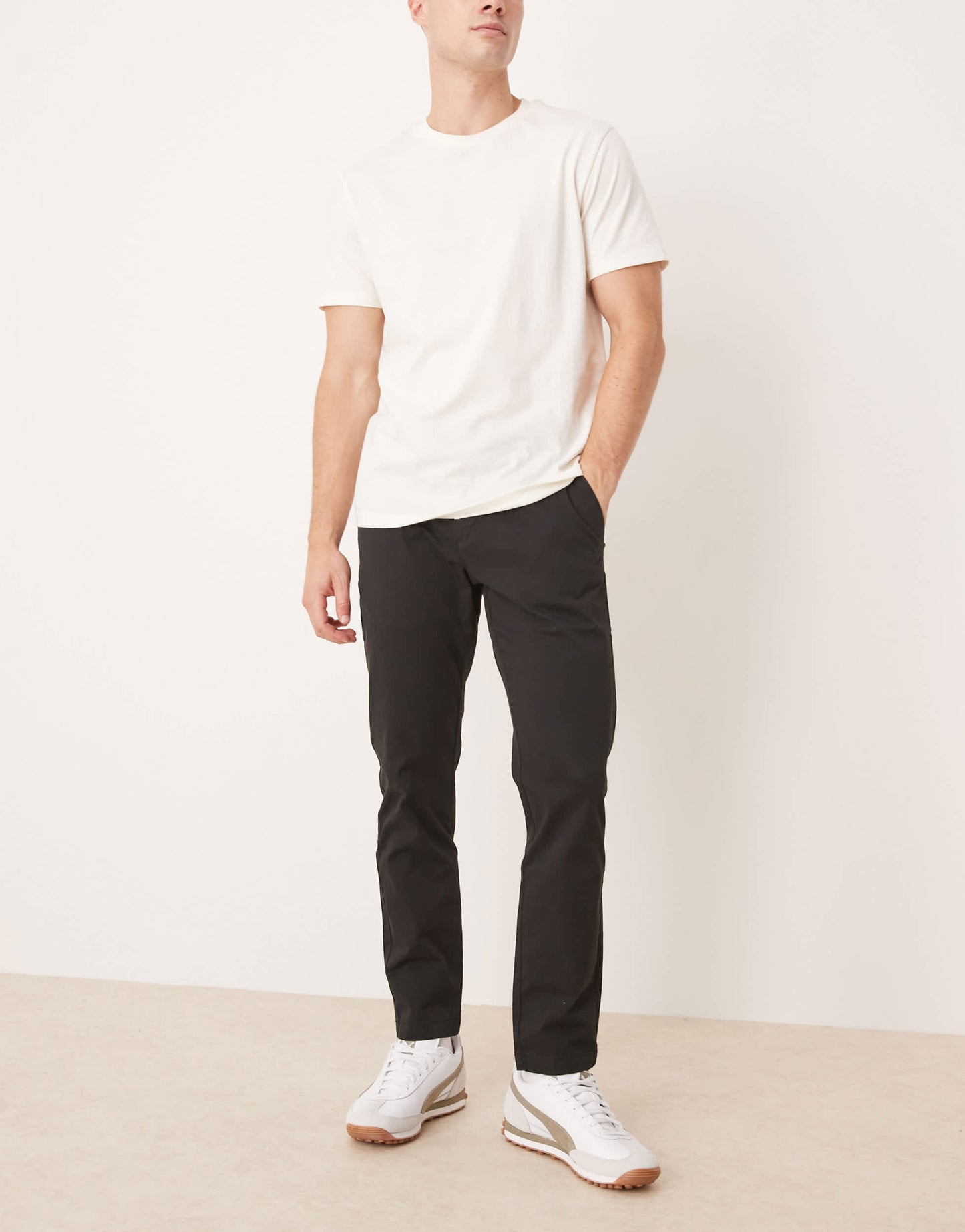 Mango Prato slim fit chino trousers in black