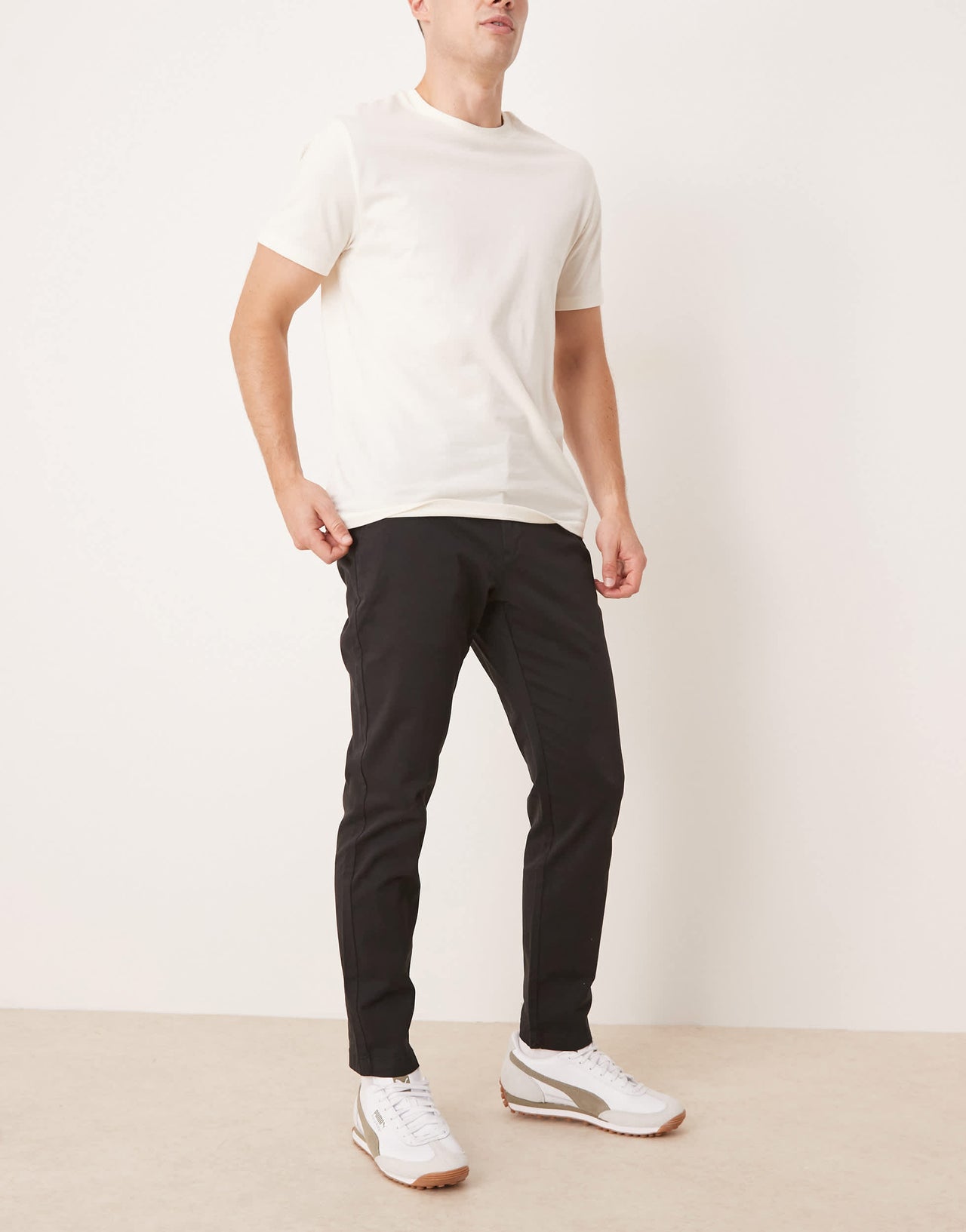 Mango Prato slim fit chino trousers in black