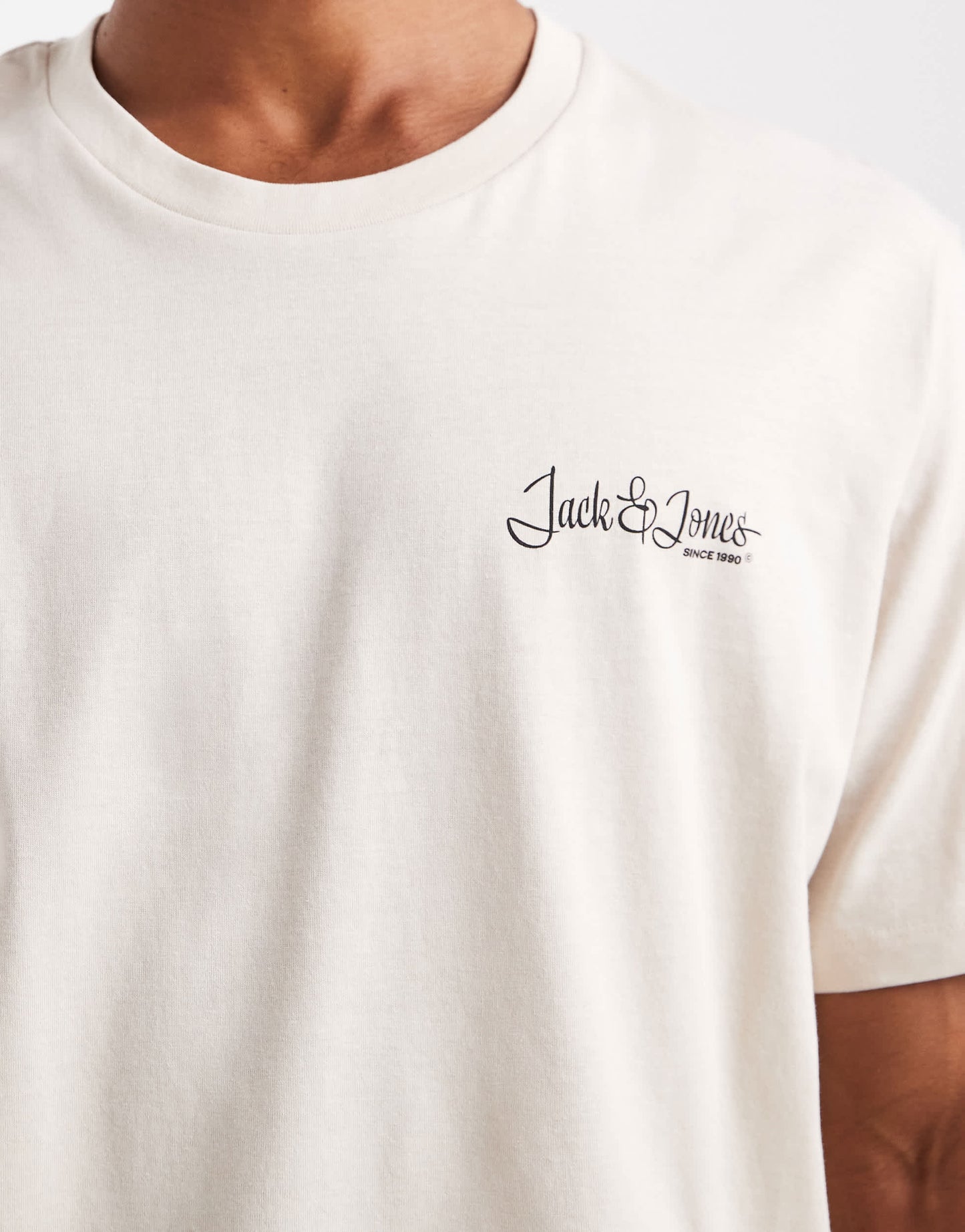 Jack & Jones 2 pack logo t-shirt in black & beige