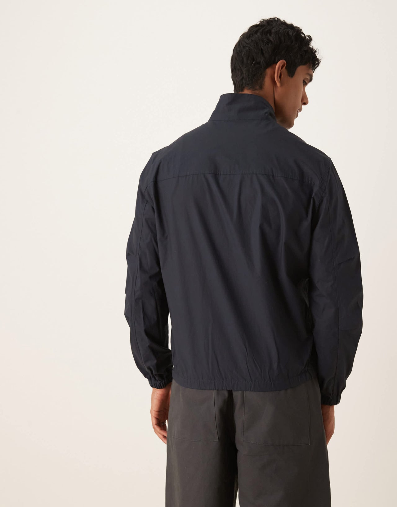 Mango cotton funnel neck jacket in navy