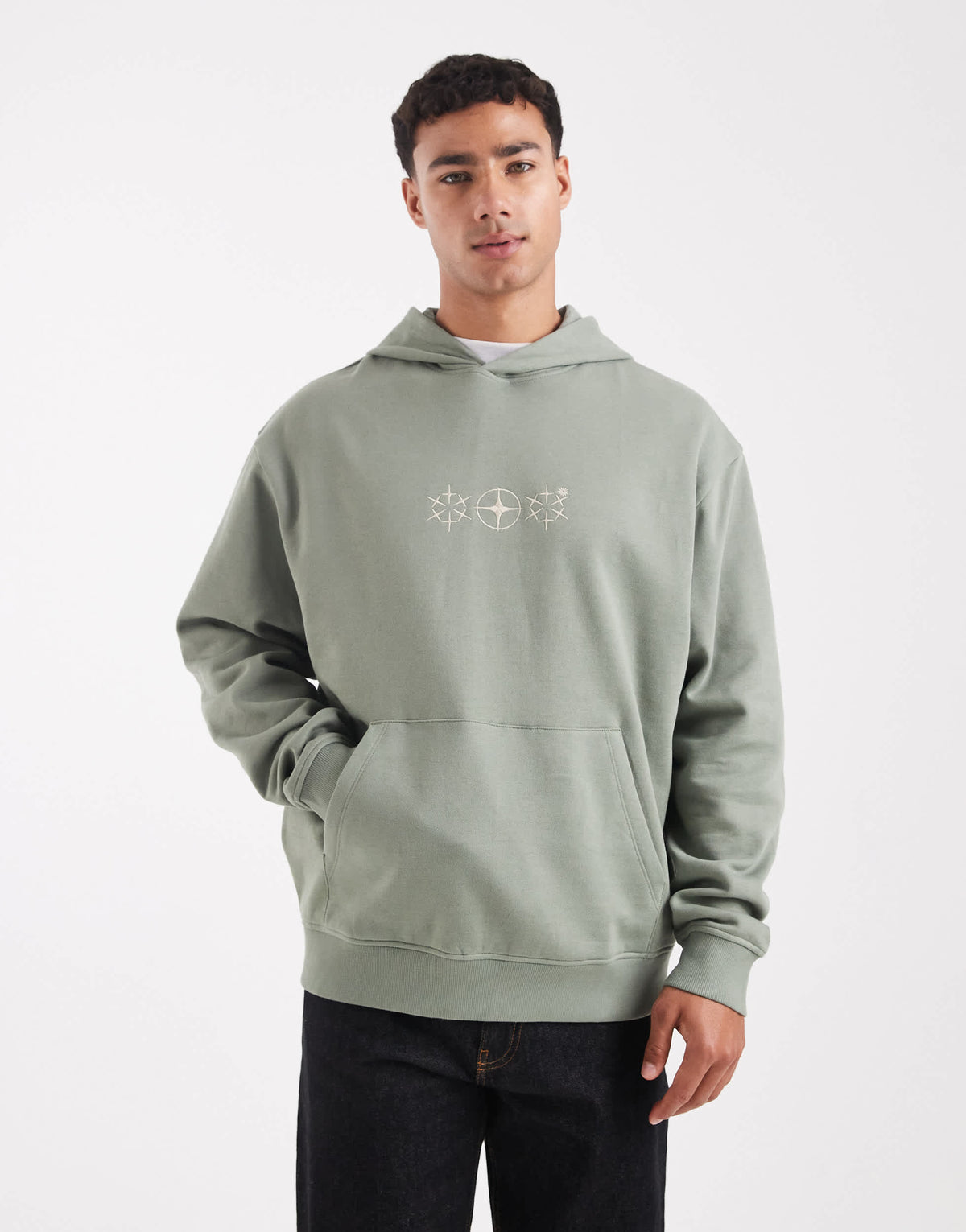 ASOS DESIGN hoodie with celestial print in light green