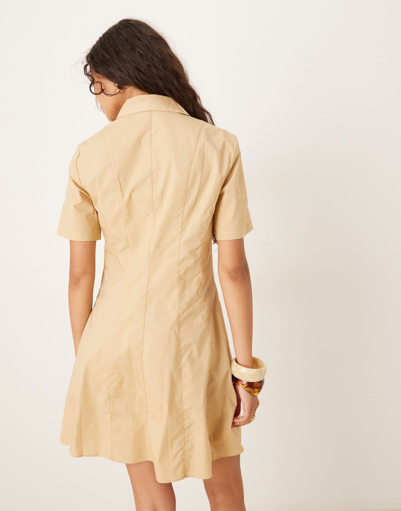 Mango cotton t-shirt dress in tan