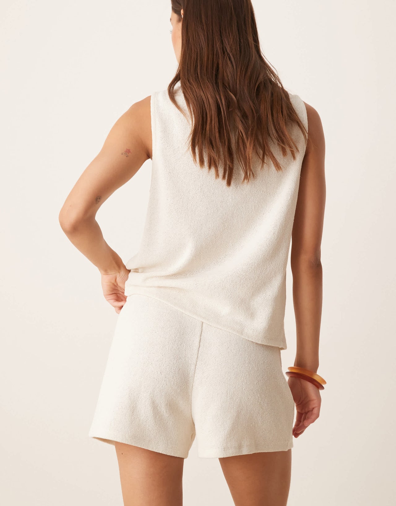 ASOS DESIGN textured short co-ord in cream