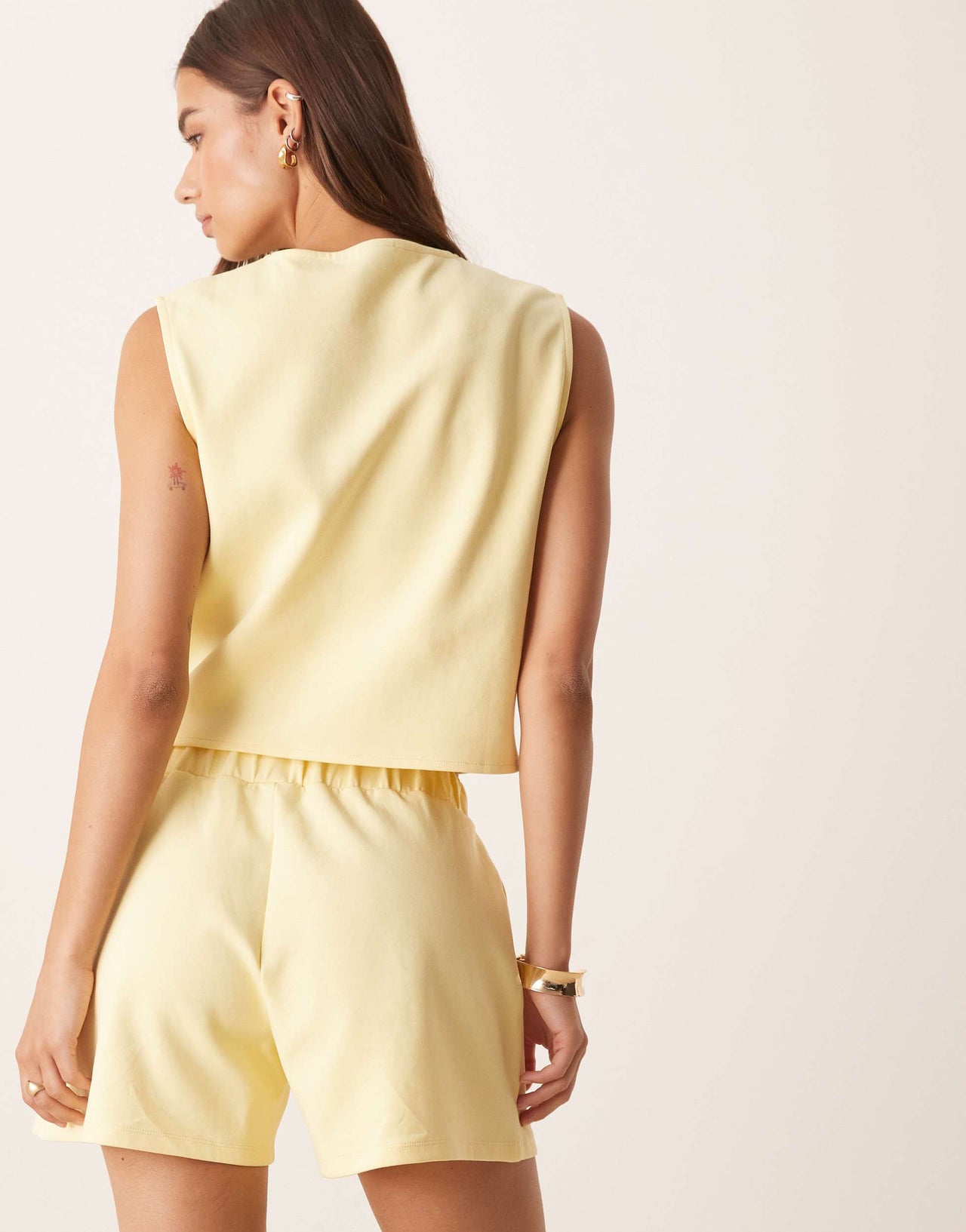 ASOS DESIGN interlock waistcoat co-ord in coconut milk