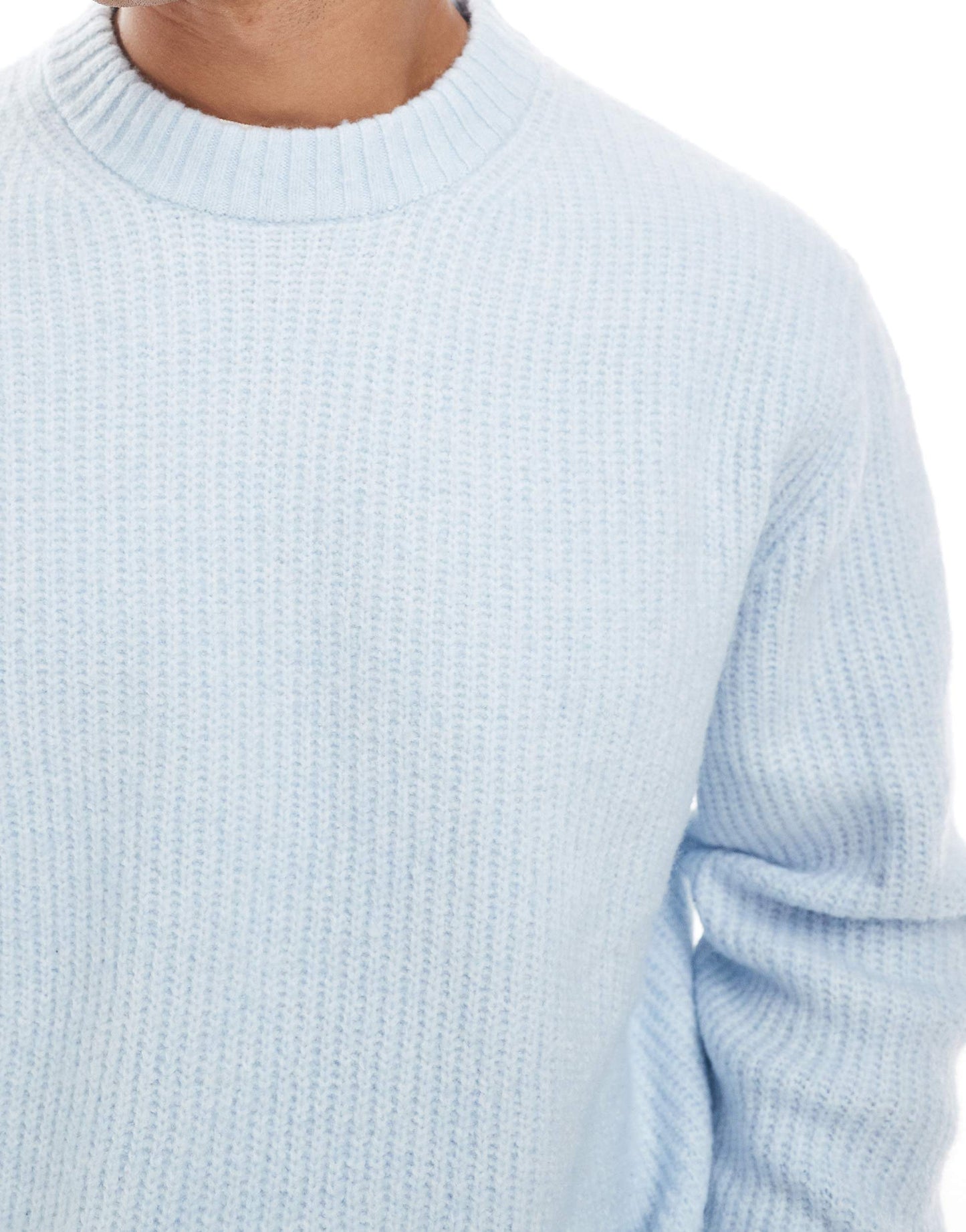 Jack & Jones oversize thick ribbed jumper in light blue