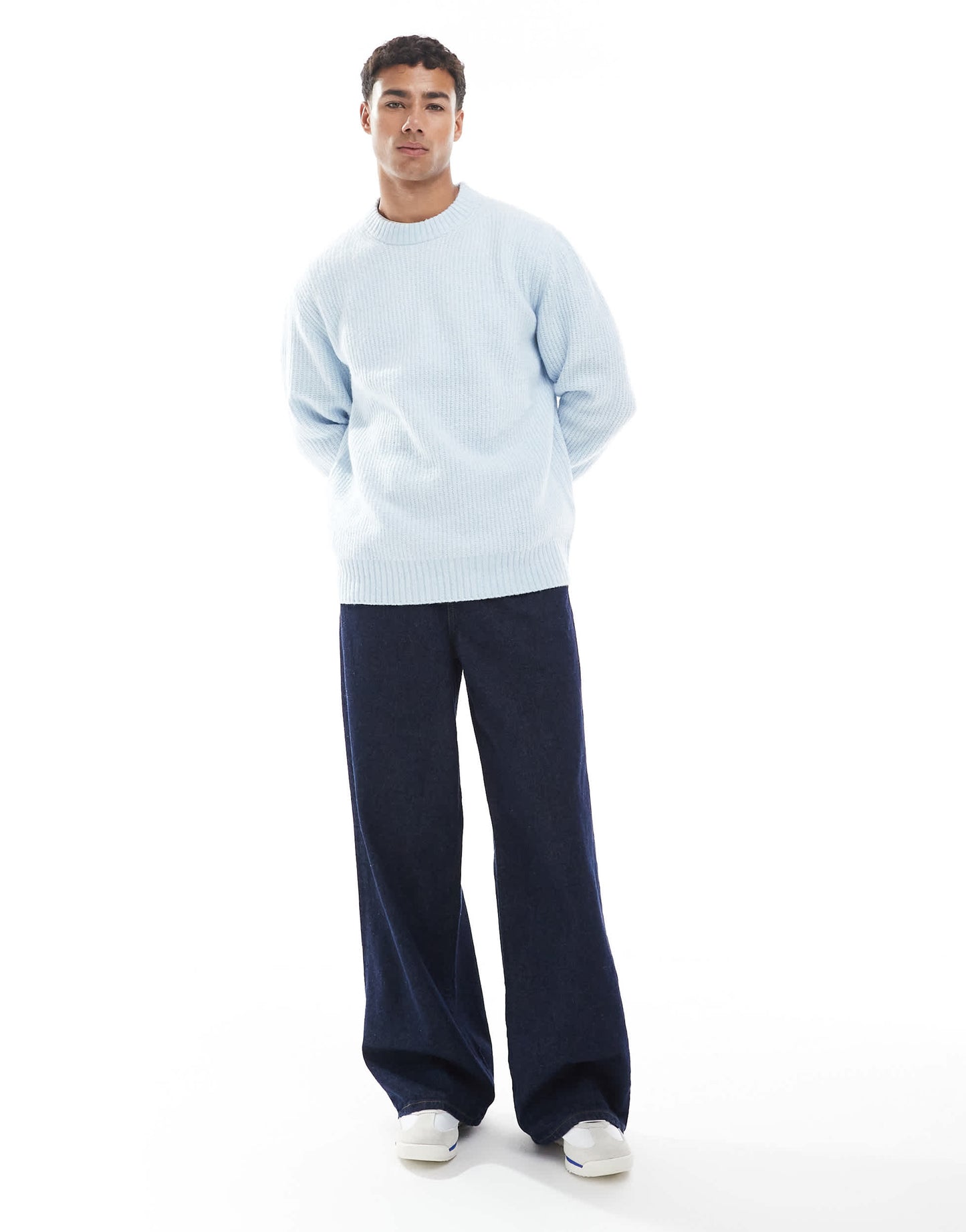 Jack & Jones oversize thick ribbed jumper in light blue