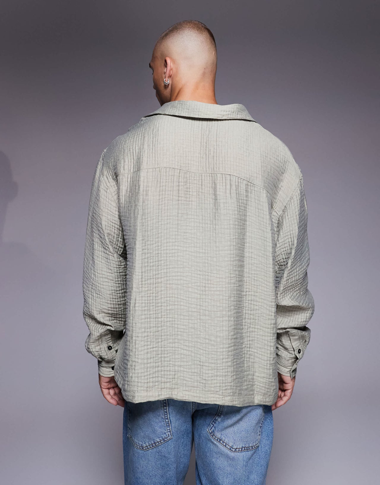 ASOS DESIGN oversized overhead textured shirt in grey