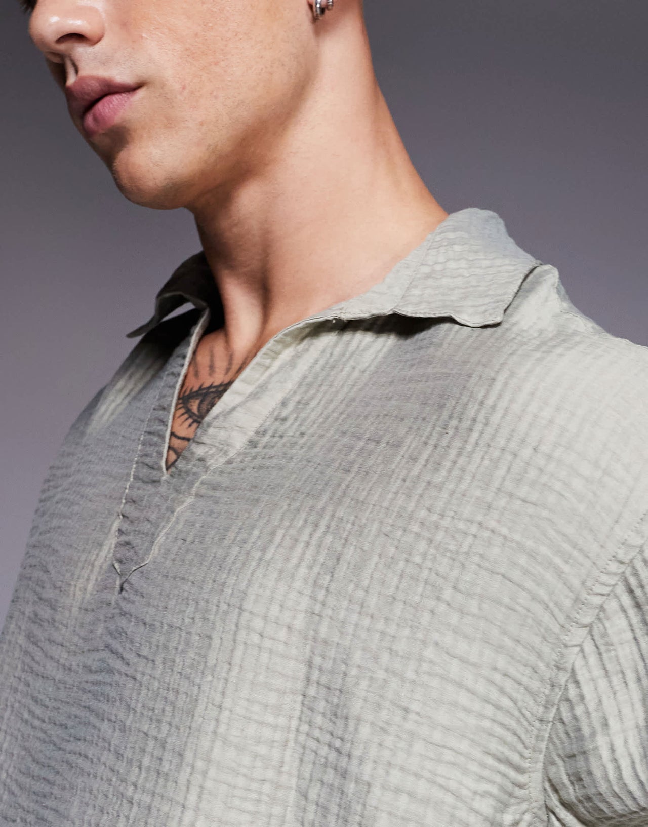 ASOS DESIGN oversized overhead textured shirt in grey