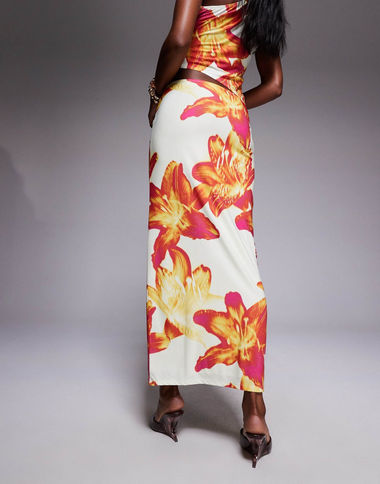 ASOS DESIGN co-ord slinky midi skirt in floral print