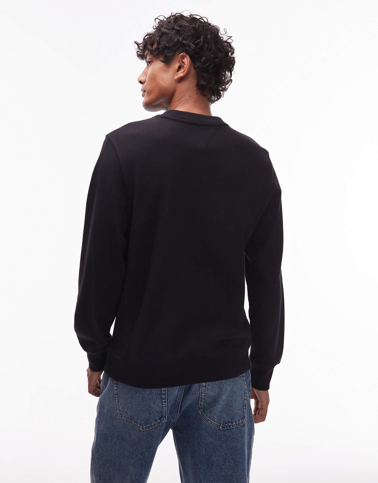 Tommy Hilfiger arch centre large logo crew neck sweatshirt in black