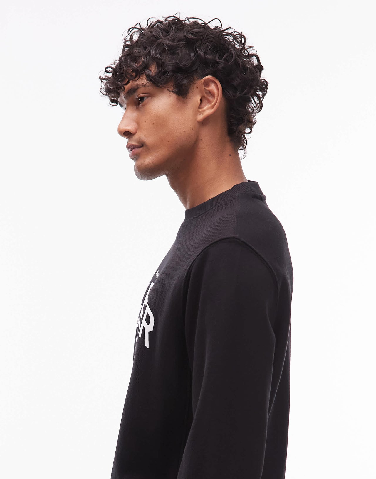 Tommy Hilfiger arch centre large logo crew neck sweatshirt in black