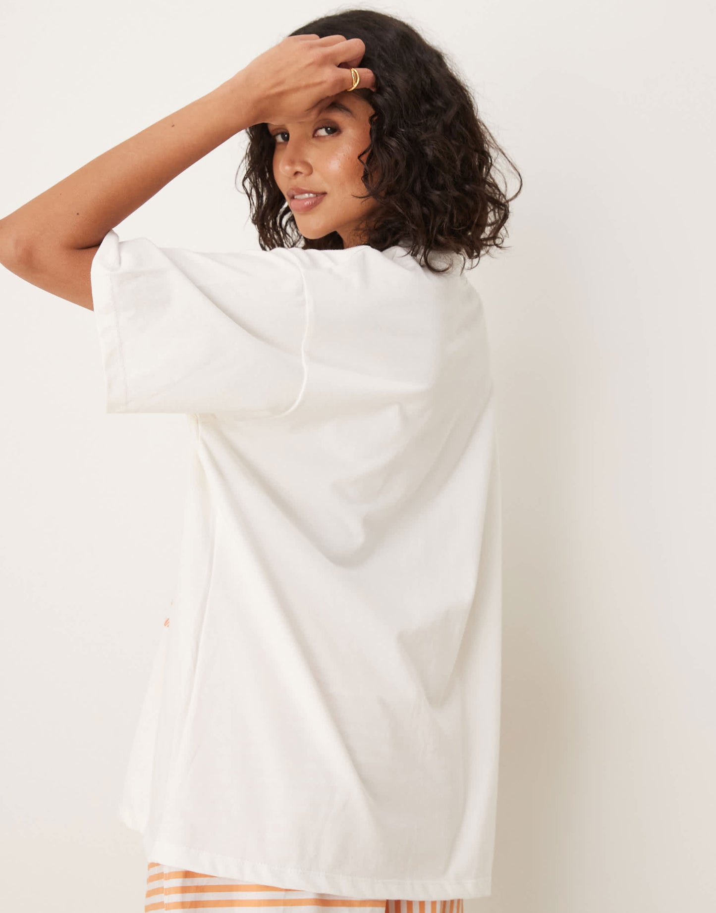 ASOS DESIGN  oversized t-shirt with peach graphic in white