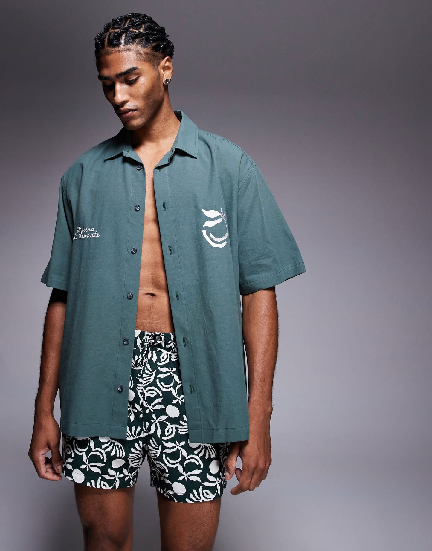 ASOS DESIGN co-ord shorts in short length in dark green